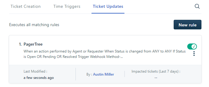 Pagertree new rule